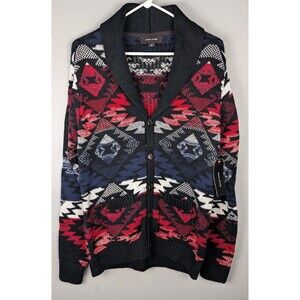 Adam Levine Cardigan Small Aztec Southwestern Grandpa Button Up Sweater Pockets